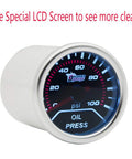 Automotive oil pressure gauge, 2-inch (52mm) dial, blue face, metal bezel, Dragon Gauge logo