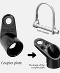 Upgraded Bike Trailer Coupler Attachment Angled Elbow For Instep And Schwinn Trailers showing coupler plate and lock washer