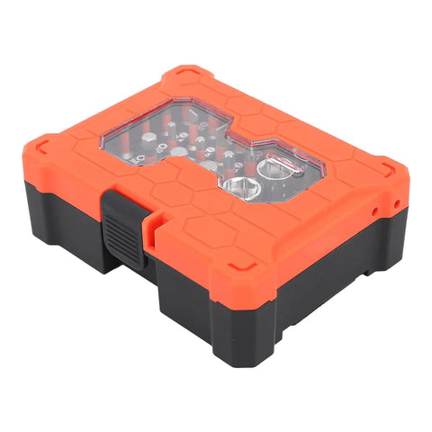 Orange and black case of Versatile Socket Wrench Set With Twenty Three Piece Tool Kit Premium S2 Alloy Steel For Home Garage And DIY Projects