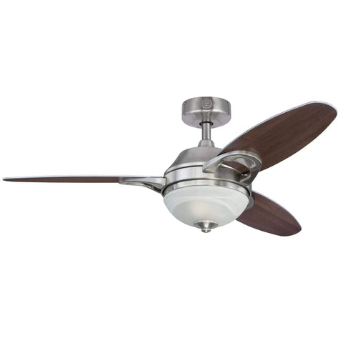Arcadia 46 Inch White Indoor Ceiling Fan With Dimmable LED Light Kit Frosted White Alabaster Glass Remote Control Included Reversible Light Maple And White Blades For Big Rooms Up To 225 Square Feet