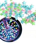Glow In The Dark Star Spoke Beads For Bicycles, 108 Count Colorful Clip On Wheel Spoke Ornaments, luminous stars on bike wheel