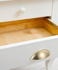 Open drawer with half circle zinc alloy door handle in brushed gold finish, part of set of four easy install cabinet hardware replacement