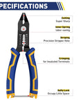 Specifications of 3 In 1 Wire Cutter, Stripper, And Crimp Pliers Pro Grade, Handy, 6 Inch Flush Cutters With 30 Degree Angled Jaw