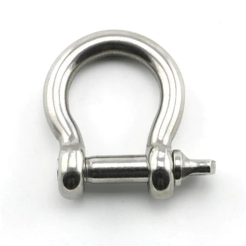 Hardcore 304 Stainless Steel Bow Shackle With Tight Screw Pin And M10 Beefy Rigging Hardware For Paracord Bracelets, close-up view.