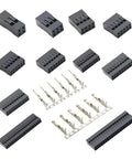 Grab This Sweet Dual Row Connector Housing Kit For Your Next Project With Male Pin And Female Headers In 2x2P To 2x40P Sizes Plus Extra 100 Pcs Total Perfect For Crimping Wires On Boards Easy Fit Every Time You Need It. PA66 nylon housings and crimp pins