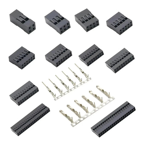 Grab This Sweet Dual Row Connector Housing Kit For Your Next Project With Male Pin And Female Headers In 2x2P To 2x40P Sizes Plus Extra 100 Pcs Total Perfect For Crimping Wires On Boards Easy Fit Every Time You Need It. PA66 nylon housings and crimp pins