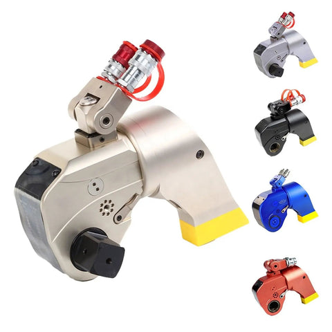 Heavy Duty Hydraulic Torque Wrench 1120 Nm Corrosion Resistant Alloy Square Drive with red and black detail, designed for tight workspaces.