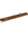 Three Piece Floating Wall Shelves Set With 47 Inch Long Ledges Raised Edge And Hidden Brackets Rustic Brown Dope Space Saver For Bathroom Kitchen Bedroom Office Living Room Decor And Display Storage, 47.2in shelf