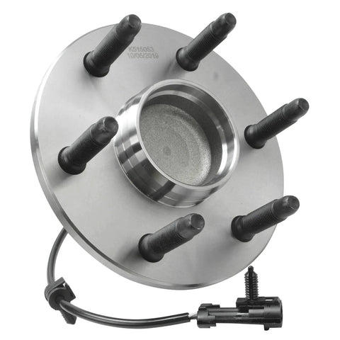 Beefy 2WD Front Wheel Bearing Hub Assembly Pair For Chevy Suburban Tahoe Yukon Escalade Express Savana 1500 2500 6 Bolt ABS Sensor Wire 3 Bolt Triangular Flange Front Replacement Kit close-up