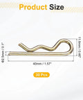 Thirty Pcs Zinc Plated Hitch Pin Clips Two Point Five By Forty Millimeters R Clips Hairpin Cotter Pins close-up size chart