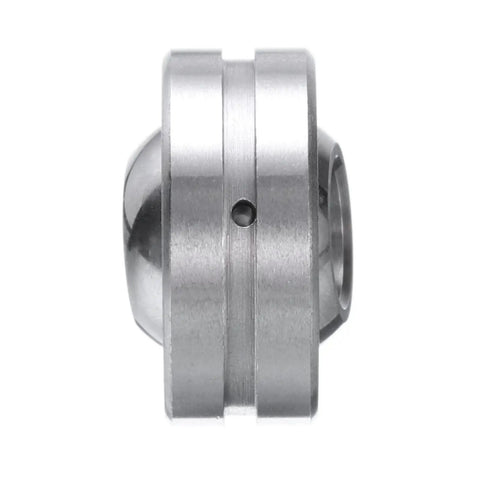 GEBK8S Spherical Plain Bearing 8mm X 22mm X 12mm Pre Lubricated Carbon Steel with bronze cage showing side view.