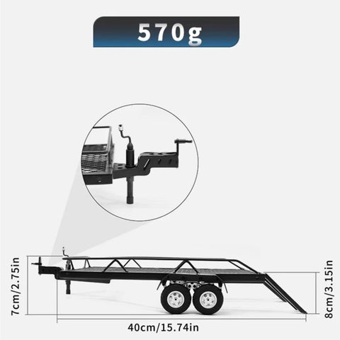 Badass Steel RC Trailer And Cargo Carrier Upgrade Kit with dimensions 40cm x 7cm, 570g, designed for heavy load transport.