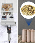 Crazy Fast Portable Coin Counter And Sorter, 1800 Coins Per Minute, showcasing full hopper and sorted coin rolls