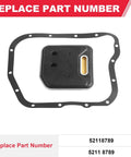 Beefed Up Transmission Filter And Gasket Kit Direct Fit For 42RE 44RE 46RE 47RE 48RE Automatics Fits 1998 2004 Dodge Jeep Grand Cherokee Dakota Durango Ram 1500 2500 3500 Replaces 52118789 5211 8789 shown with gasket and part numbers