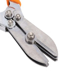 Close-up of the 5 Vane Wing Sheet Metal Crimper Pliers with 1.61 Inch Deep Throat, beefy heavy duty crimping tool, orange handle visible.