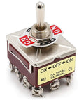 Heavy Duty Rocker Toggle Switch 4PDT 12 Terminals On Off On 15A 250V 10A 380V Waterproof With Metal Knob Cover Cap TEN403 for Industrial Equipment and Marine Electrical Panels, metal lever