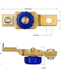 Heavy Duty 12V 80A Top Post Battery Disconnect Switch For Motorcycle Car Boat RV Truck ATV UTV And SUV, Brass Plated Zinc Alloy