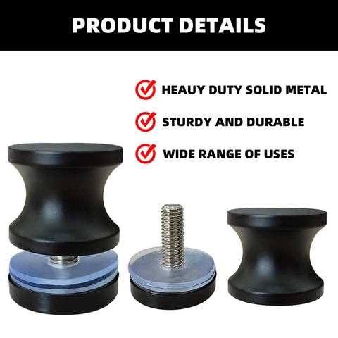 Slick 4 Pack Shower Glass Door Handle Set For Sliding Doors Black Durable Aluminum Alloy And Stainless Steel Knobs Rust Resistant Fits 6 To 12mm Glass Easy Install And Long Lasting Smooth Polished Surface, black shower door handle set with screw and glass mount