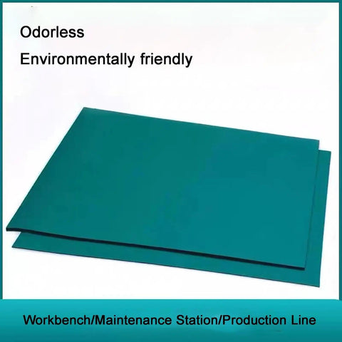 ESD Safe Rubber Mat For Electronics Workstations, Oil And Heat Resistant, 2mm Thick, shown in folded stack