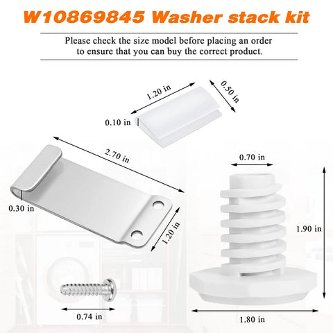 Beefed Up Dryer Stacking Kit For Whirlpool And Maytag Standard And Long Vent Dryers And Washers, W10869845 Replacement, Compatible With W10298318 W10761316 AP6047938 PS3407625, Easy Install With Screws, Clips And Brackets