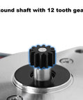 Premium Circular Stepper Motor for 3D Printers with 12 Tooth Gear close-up view, metal round shaft compatible with Ender & K1 series