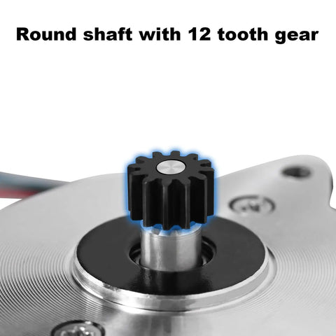 Premium Circular Stepper Motor for 3D Printers with 12 Tooth Gear close-up view, metal round shaft compatible with Ender & K1 series