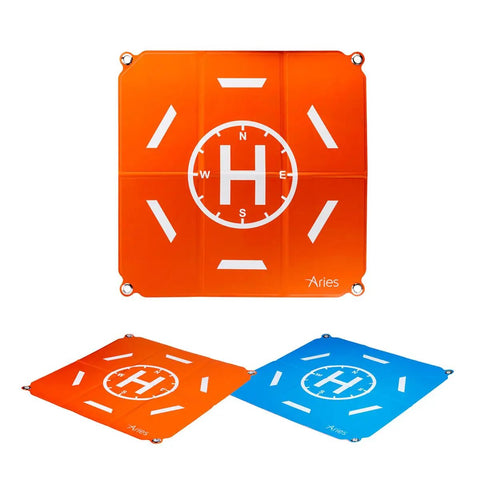 Air 3S Fly More Drone Bundle orange and blue landing pads with compass design for safe take-offs and landings