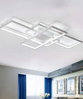 Three Square Geometric LED Ceiling Light Fixture, Modern Flush Mount 75W Cool White 6000K Acrylic Lamp in living room