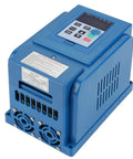 Rugged 4KW Variable Frequency Drive VFD Inverter For Three Phase 380V Systems, Beefy Torque Spindle Motor Speed Controller With Wide Range, Anti Trip, Dust Resistant, Industrial Grade blue enclosure