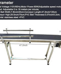 Industrial Electric Conveyor Belt System With Cleated PVC Belt, 47.2 Inches Long And 7.8 Inches Wide, 110V 60Hz 60W shown with dimensions