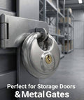 Heavy Duty Disc Padlocks Two Pack Keyed Differently For Storage Units With Three Eighths Inch Shackle Stainless Steel Rust Resistant