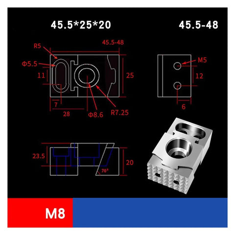 Diagram and details of Beefy CNC Clamp Vise for Multi-Station Pneumatic Milling, Single-Sided OK Clamp With Precise Center Fix