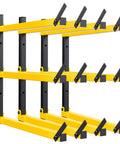 Heavy Duty Folding Lumber Storage Rack 3 Level Wall Mounted Metal Organizer For Garage Woodworking Shop Indoor Outdoor Use Yellow 4 Pairs