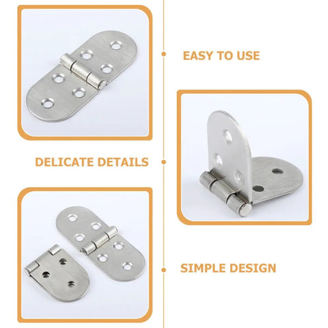 Stainless Steel Folding Table Hinges Two Pack, Corrosion Resistant High Hardness, Silver Finish, shown in easy-to-use design.