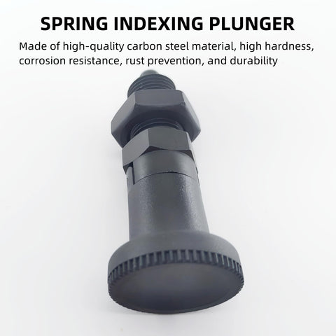 Two Pack Push Fit Ball Nose Spring Plungers With M12x1.5 Threads Carbon Steel Self Locking Indexing Plungers With Knob Positioning Pin