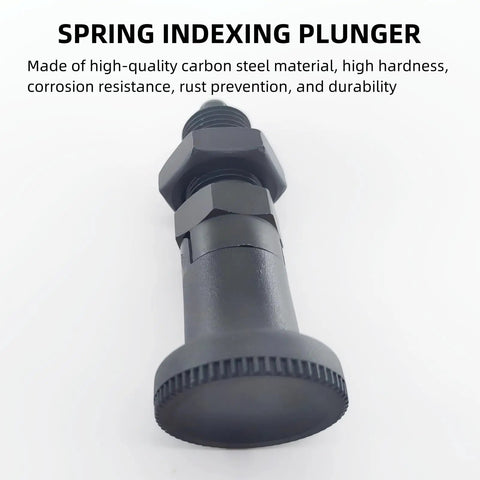 No Sweat Plug And Play Push Fit Ball Nose Spring Plunger M20x1.5 Carbon Steel Self Locking Indexing Pin close-up view.