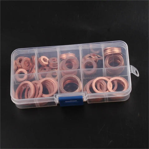Pro Flat Copper Washers 120 Solid Seals M6 M20 Heat Proof Set Fits All Car Boat Sump Plugs Anti Leak Hardware Fixes Rides And Homes Stops All Leaks Daily Projects Like A Boss With Strong Quality Built Tough For Your Ride. Copper washer set in plastic organizer, assorted sizes