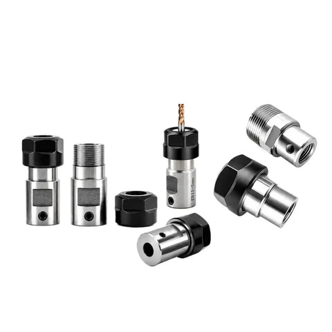 Super Solid 1 Pc Motor Shaft Holder Spindle And Extension Rod For Milling Machines And Lathes Fits 5 To 10 Mm Sizes, showing various collet chucks.