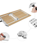 7 Inch Circular Saw Edge Guide With Dual Scale Level For Smooth Woodworking Cuts And Adjustable 0 To 29.5 Inch Cutting Range Precision Rail Tool shown with wooden base and adjustable components.