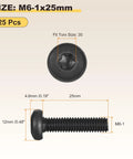 Top Tier M6 Pan Head Torx Security Screws 25 Pack Black Carbon Steel Hardware For Furniture Assembly And DIY Projects 25mm size