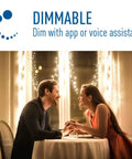 Couple dining with Smart A21 LED Bulb 100W Equivalent Tunable White To Color Changing Works With Alexa And Google Home lighting