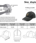 Size chart and design of Low Profile Lightweight Mens Golf Hat With Breathable Vent Eyelets And Sweatband For All Day Comfort
