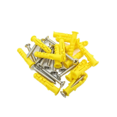 Plastic Expansion Wall Plugs Set With 304 Stainless Steel Self Tapping Screws Heavy Duty Fastener Hardware Kit in yellow