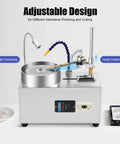 Faceting Machine For Gems And Jewelry Polishing With 0 to 2800 RPM, 180W Lapidary Grinder, shown with adjustable design features