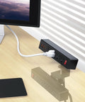 Under Desk Clamp Power Strip With 10 Outlets And 3 USB Ports, 20W USB-C Fast Charge, 6 Ft Cord, Desktop Edge Mount Charging Station, ETL Listed