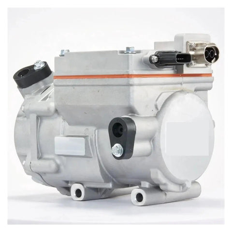 Heavy Duty 312V DC Electric Automotive Air Conditioning Compressor 34CC unit side view showing metal casing and connections.