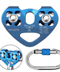 Zipline Pulley System With 30KN Double Tandem Trolley And 25KN Carabiner For Quarter Inch Five Sixteenths Inch Three Eighths Inch And Half Inch Cable Built Tough Outdoor Rescue Gear CE Certified