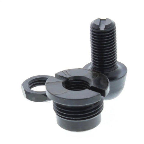 GM Clutch Fork Pivot Ball Adjustable Steel 13/16-16 For Bellhousing, Dialed In Clutch Geometry With Wide Adjustment Range From 1 5/16 In To 1 11/16 In For Smooth Engagement. Black steel adjustable clutch fork pivot ball and lock nut
