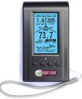 All In One EMF Meter 3 In 1 Multi Field Detector With ELF RF Microwave Cell Tower And WiFi Signal Detection Data Logger Up To 10 GHz Spectrum Analyzer 5G Ready Great For Home Office And Tech Enthusiasts, featuring display readings.
