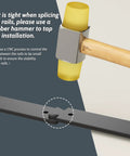 Rubber hammer tapping black steel rail for 6Ft Sliding Barn Door Hardware Kit With Track, Smooth Quiet Operation, Lite Version.